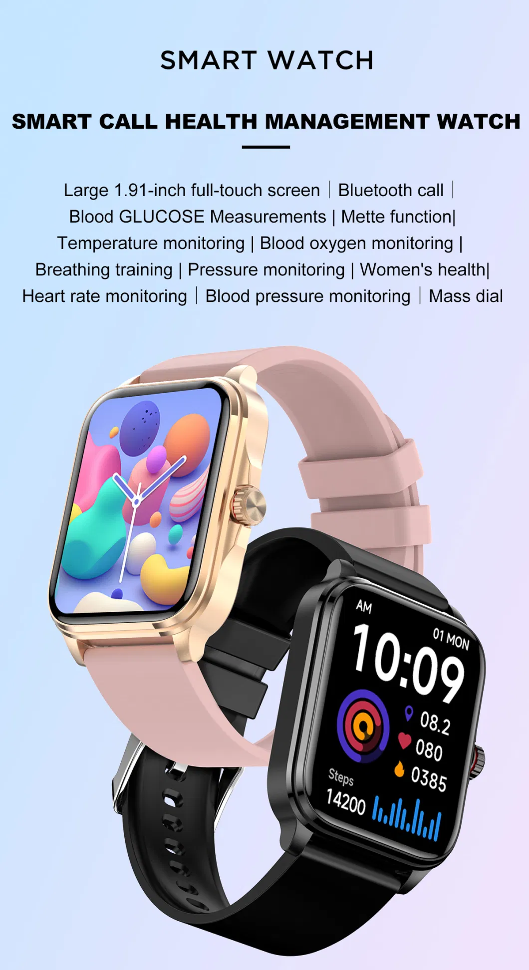 New Smartwatch Call Non-Invasive Blood Glucose Metts Hrv Heart Rate Blood Oxygen Temperature Monitor Reloj Smart Watch Kh90