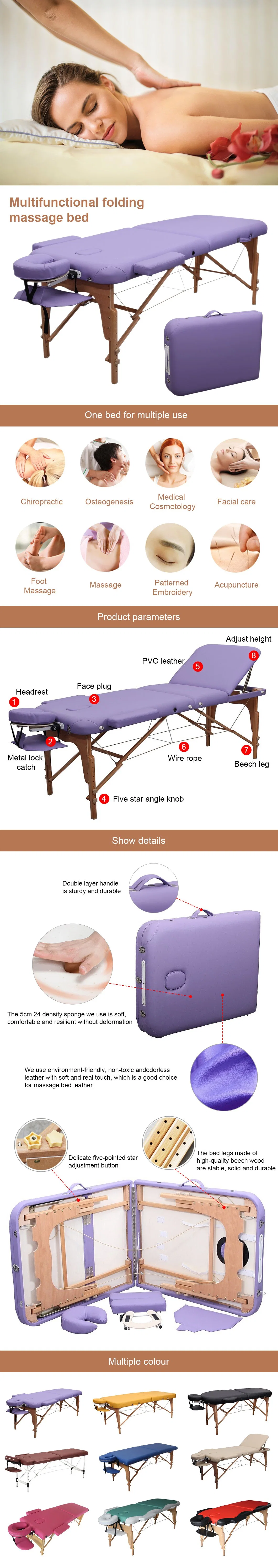 European Facial Care of Various Colors Folding Massage Table Beauty Salon